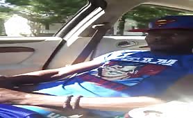 Two horny black niggas  jerking off while riding in the car