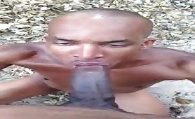Homeless guy sucking off a huge african cock