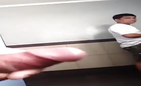 Masturbating in front of a stranger in the bathrooms mall