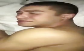 Cute young guy crying while getting fucked