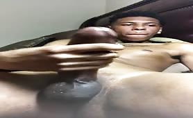 Young black thug jerking off solo